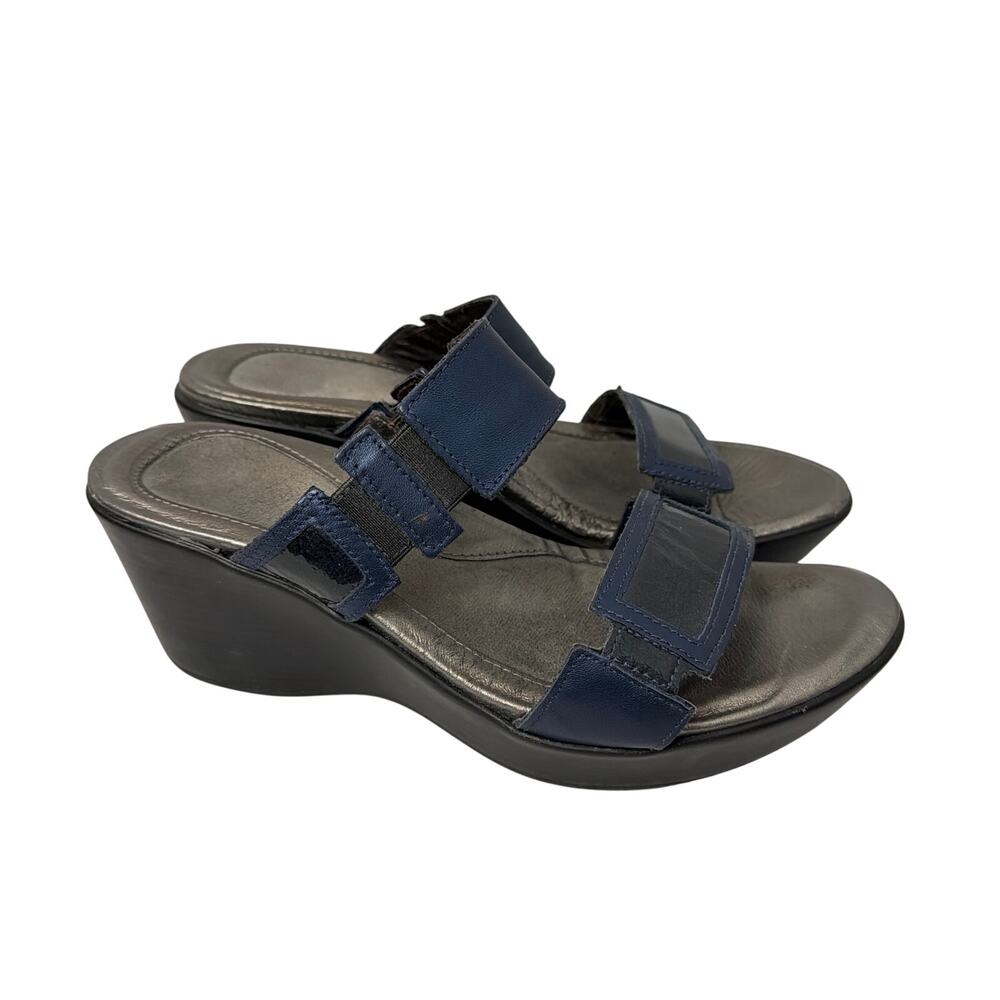 Naot Shoes Women’s Size 6 US Treasure Wedge Sandal Blue Leather Slip On